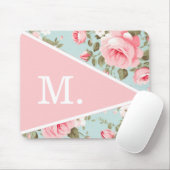 Vintag Blütenrosa Floral Monogramm Mousepad (Mit Mouse)
