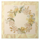 Vintag Blütenrosa und gelbe Blumen Fliese (Vorderseite)