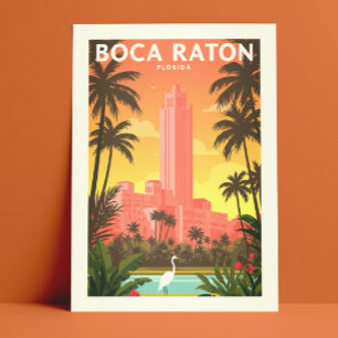 Vintag Boca Raton Florida Postkarte