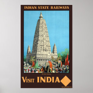 Vintag Bodh Gaya Besuch Indien Reisen Poster