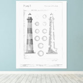 Vintag Bodie Island Leuchtturmdiagramm Leinwanddruck (Insitu (Holzboden))
