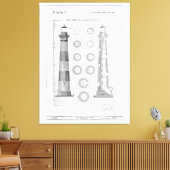 Vintag Bodie Island Leuchtturmdiagramm Leinwanddruck (Insitu (Wohnzimmer))