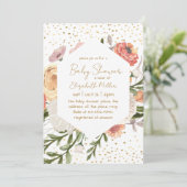 Vintag Boho Blume Girl Baby Dusche Einladung (Stehend Vorderseite)