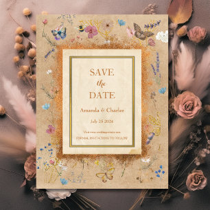 Vintag Boho Butterfly Gard Save the Date Postkarte