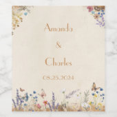 Vintag Boho Butterfly Garden Wedding Weinetikett (Einzelnes Label)