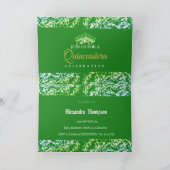 Vintag Boho Emerald Green Quinceañera Spanisch Einladung (Innenseite)
