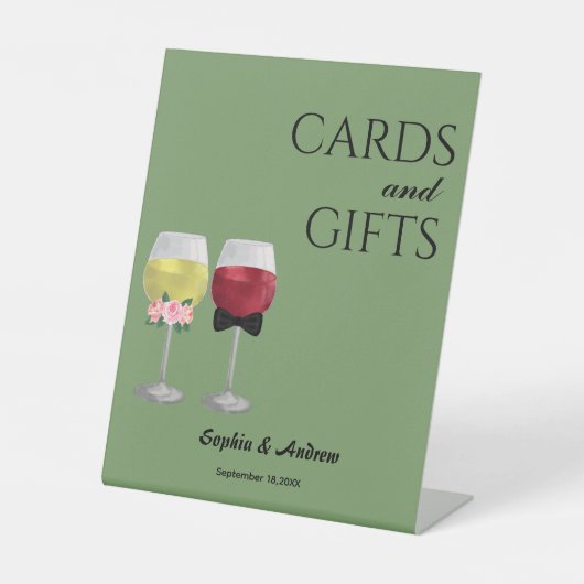 Vintag Boho Empfang Couple Wine Wedding Sockelschild (Vorderseite)