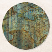 Vintag Boho Feather Marble Stone Runder Pappuntersetzer (Vorderseite)