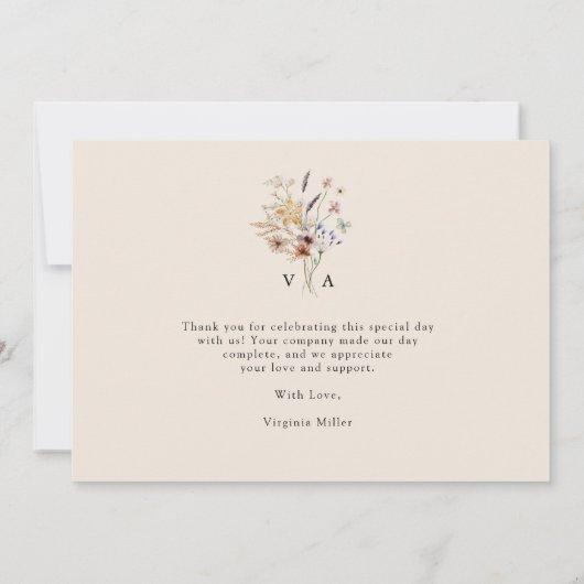 Vintag Boho Floral Dankeschön Karte (Rückseite)