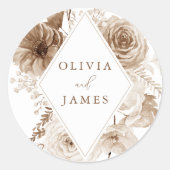 Vintag Boho Floral Frame Wedding Runder Aufkleber (Vorderseite)