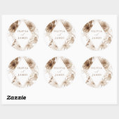 Vintag Boho Floral Frame Wedding Runder Aufkleber (Blatt)