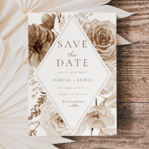 Vintag Boho Floral Frame Wedding Save The Date