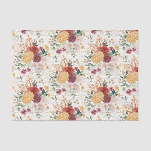 Vintag Boho Floral Hand Schriftbild-Dekoupage Seidenpapier (Vorderseite)