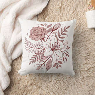 Vintag Boho Floral Illustration Kissen