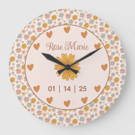 Vintag Boho Floral Kinderzimmer Hello Baby Custom Große Wanduhr