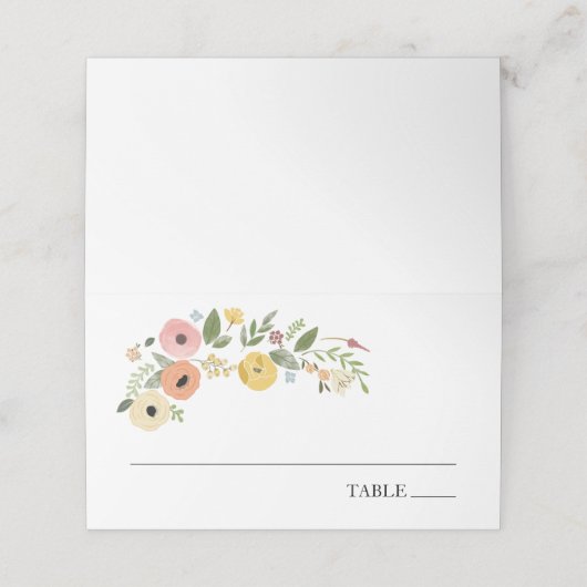 Vintag Boho Floral Name Platzkarten (Außenseite Aufgefaltet)