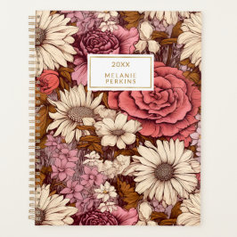 Vintag Boho Floral Pink Creme Wildblumen Planer