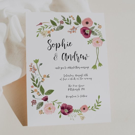 Vintag Boho Floral Wedding Einladung
