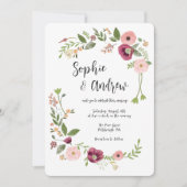 Vintag Boho Floral Wedding Einladung (Vorderseite)