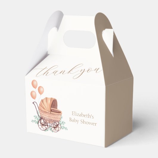 Vintag Boho Greenery Stroller Balloon Baby Shower Geschenkschachtel (Vorderseite)