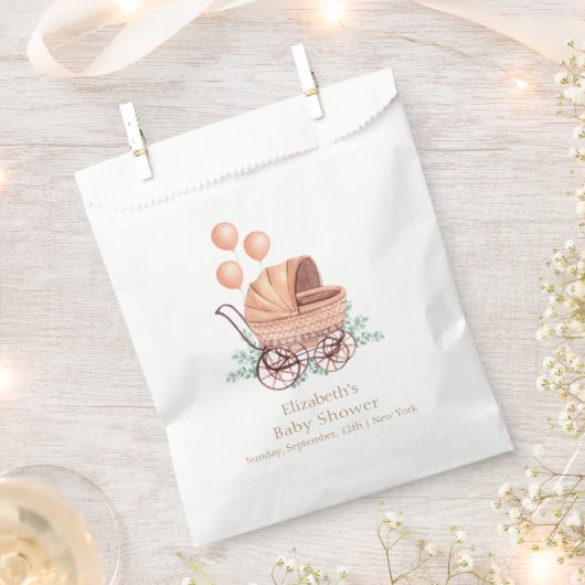 Vintag Boho Greenery Stroller Balloon Baby Shower Geschenktütchen (Ausgeschnitten)