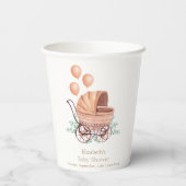 Vintag Boho Greenery Stroller Balloon Baby Shower Pappbecher (Rückseite)