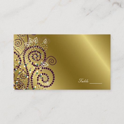 Vintag Boho Lila Spirals Gold Party Platzkarte (Vorderseite)