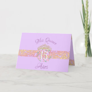 Vintag Boho Lilac und Gold Quinceañera Spanisch Einladung