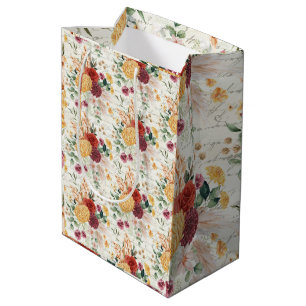 Vintag Boho Pampas Floral Antike Handschrift Mittlere Geschenktüte