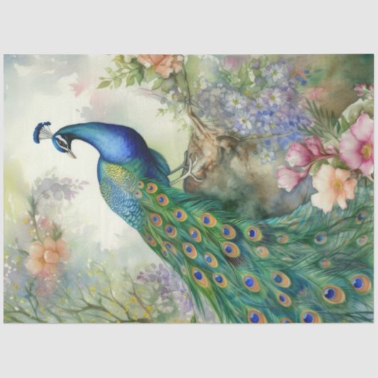 Vintag Boho Peacock Peacocks Decoupage Seidenpapier (Vorderseite)