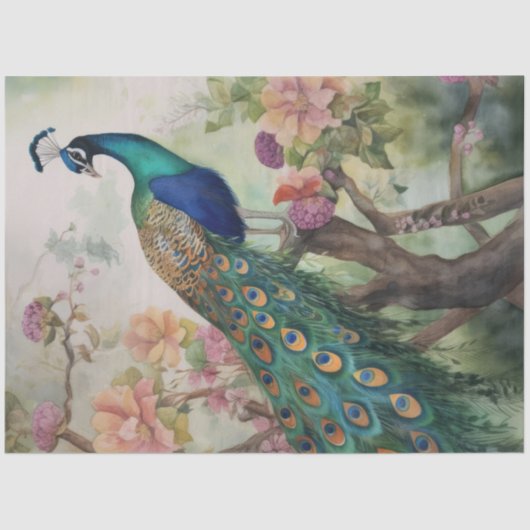 Vintag Boho Peacock Peacocks Decoupage Seidenpapier (Vorderseite)