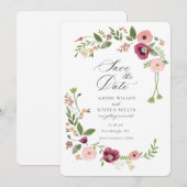 Vintag Boho Pink Floral Wedding Einladung (Vorne/Hinten)