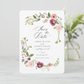 Vintag Boho Pink Floral Wedding Einladung (Stehend Vorderseite)