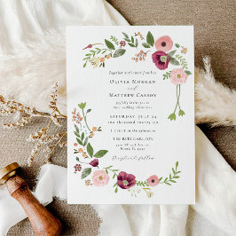 Vintag Boho Pink Floral Wedding Einladung