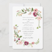 Vintag Boho Pink Floral Wedding Einladung (Vorderseite)