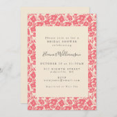 Vintag Boho Red Floral Elegantes Brautparty Einladung (Vorne/Hinten)