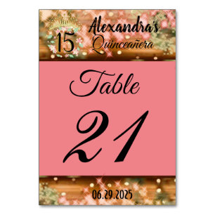 Vintag Boho Rose Gold Rustikale Quinceñera Spanisc Tischnummer