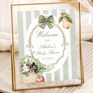 Vintag Boho Sage Green Baby Dusche Willkommen Poster