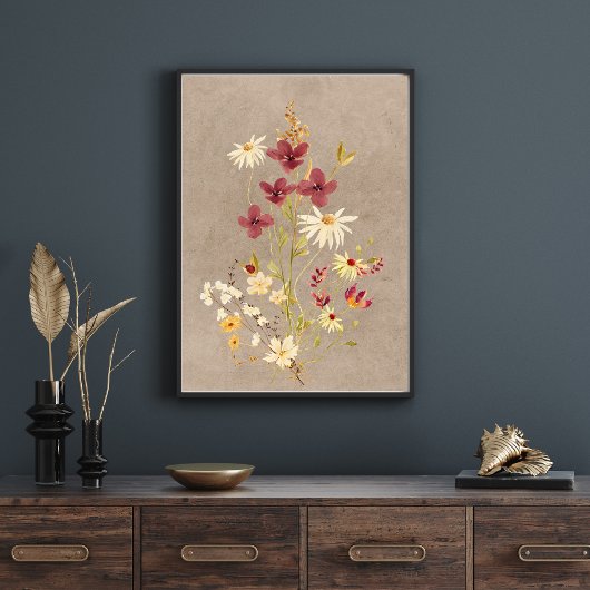Vintag Boho Style Wildblume Minimalistisch Poster
