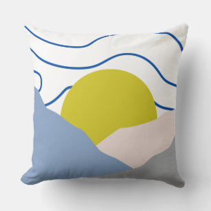 Vintag Boho Sunset Blue & gelb Modernes Retro Kissen