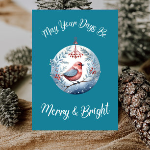 Vintag Boho Whimsical Bird Coole Blues Weihnachten