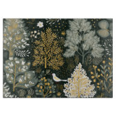 Vintag Boho White Green Gold Trees Bird Schneidebrett (Vorderseite)