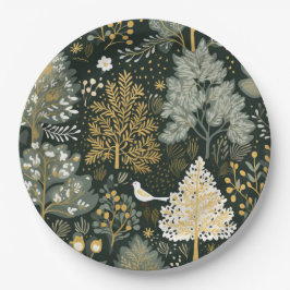 Vintag Boho White Green Gold Weihnachtsbaumen Pappteller