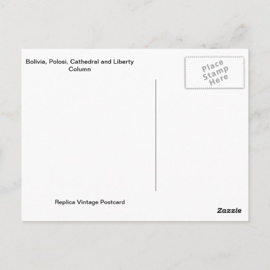 Vintag Bolivien, Polosi, Kathedrale Postkarte (Rückseite)