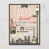 Vintag Bonjour Paris Postkarte (Vorderseite)