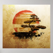 Vintag Bonsai Sunset Poster (Vorne)