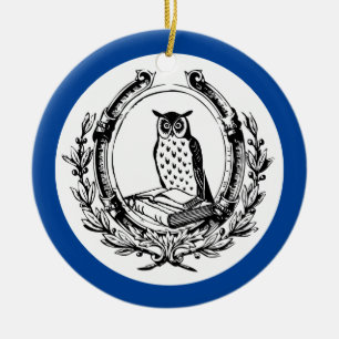 Vintag Book Buchzeichen Owl Blue Keramik Ornament