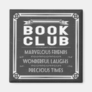 Vintag Book Club Typografy Chalk Magnet