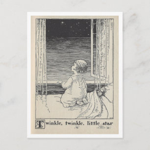 Vintag Book Illustration Twinkle Star Postkarte