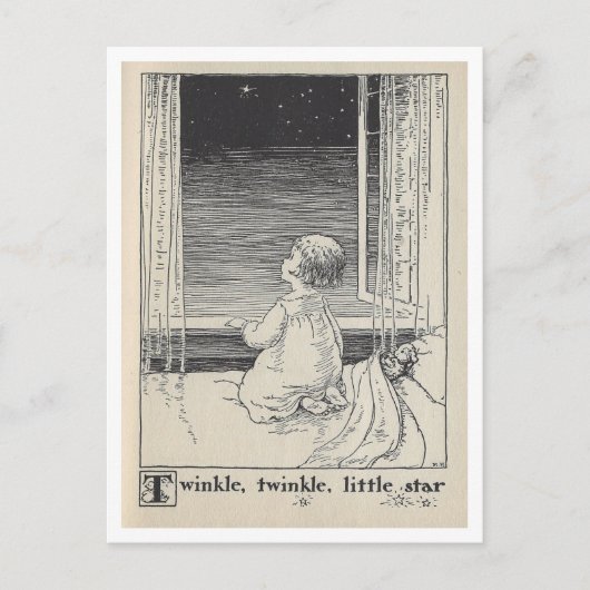 Vintag Book Illustration Twinkle Star Postkarte (Vorderseite)